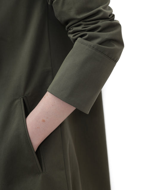 LEATHER-FLAP OLIVE COAT