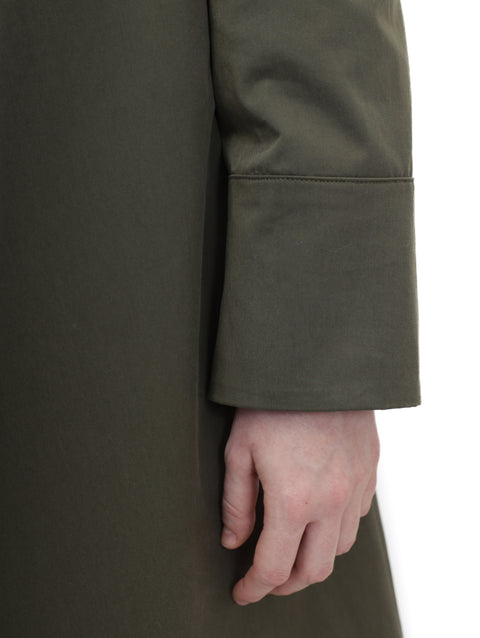 LEATHER-FLAP OLIVE COAT